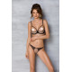 Эротический комплект Passion MARINA SET WITH OPEN BRA, L/XL, beige, открытые чашки