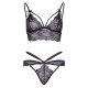 Эротический комплект со стрепами и стразами Leg Avenue Ready Or Not M Black, бра + стринги