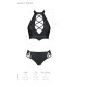 Комплект из эко-кожи Passion NANACY BIKINI XXL/XXXL, black, бра и трусики с имитацией шнуровки