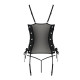 Сетчатый корсет из экокожи Passion MALWIA CORSET 6XL/7XL black, с люверсами и съемными пажами