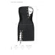 Мини-платье из экокожи Passion CELINE CHEMISE S/M, black, шнуровка, трусики в комплекте