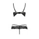Комплект белья Passion Exclusive SARIA SET OpenBra L/XL, black, стрэпы, откртый лиф, стринги