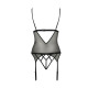 Корсет с открытой грудью Passion DIABOLINA CORSET XXL/XXXL, black, пажи, трусики, полупрозрачный
