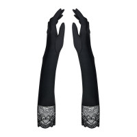 Високі рукавички з каменями та мереживом Obsessive Miamor gloves, black
