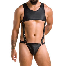 Мужское кожаное боди Passion 056 ADAM XXL/XXXL Black, заклепки
