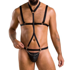 Комплект мужского белья из стреп Passion 039 SET ANDREW XXL/XXXL Black, стринги, шлейка