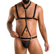 Комплект мужского белья из стреп Passion 039 SET ANDREW XXL/XXXL Black, стринги, шлейка