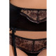 Комплект белья Passion Exclusive BRIDA SET OpenBra S/M, black, трусики-танга, пояс, открытый лиф