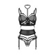 Комплект Obsessive Premisis Black 3-pcs crotchless set 2XL/3X