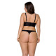 Комплект из экокожи Passion MALWIA BIKINI 6XL/7XL black, с люверсами и ремешками, бра, трусики
