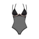 Прозрачное боди Obsessive Selinne teddy M/L Black, мелкая сетка, двойные бретели
