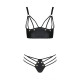 Комплект из экокожи Passion MALWIA BIKINI 4XL/5XL black, с люверсами и ремешками, бра, трусики