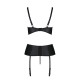 Корсет с открытой грудью Passion JANNIES CORSET XXL/XXXL black, стринги в наборе