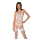 Корсет с пажами, трусики с ажурным декором и открытым шагом Passion URSULA CORSET L/XL, white