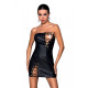 Мини-платье из экокожи Passion CELINE CHEMISE S/M, black, шнуровка, трусики в комплекте
