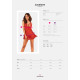 Прозрачная сорочка бэби-долл Obsessive Lacelove babydoll & thong XL/2XL Red, кружево, стринги