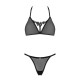 Полупрозрачный комплект Obsessive Celia Noir 2-pcs set XL/2XL, бюстгальтер, стринги
