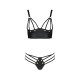 Комплект из эко-кожи с люверсами и ремешками Passion MALWIA BIKINI S/M, black, бра и трусики