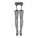 Сітчасті панчохи-стокінги з квітковим малюнком Obsessive Garter stockings S207 XL/XL, чорні, імітаці