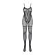 Бодистокинг Obsessive Bodystocking F213 S/M/L, имитация кружевного боди и резинки для чулок