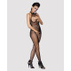 Бодистокинг из мелкой сетки с открытой грудью и доступом Obsessive Bodystocking N101 S/M/L, черный, 