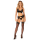 Комплект Obsessive Chemeris 3-pcs set XS/S, стринги, пояс для чулок, бюстгальтер