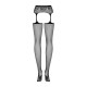 Сетчатые чулки-стокинги с кружевным поясом Obsessive Garter stockings S307 XL/XXL, черные, имитация 
