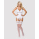 Сатиновый кружевной корсет Obsessive 810-COR-2 babydoll & thong S/M, белый, корсет, танга