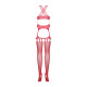 Бодістокінг Obsessive Bodystocking G313 S/M/L red, шнурівка, геометричний декор