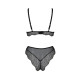 Комплект белья Passion AMBERLY SET 4XL/5XL black, лиф, трусики бразилиана, люрексовая нить