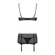 Эротический костюм горничной Obsessive Maidme set 5pcs S/M, бюстгальтер, пояс с фартуком, чулки, стр