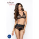 Комплект белья Passion EXPRESSION SET L/XL, black, лиф сетчатый, юбочка и стринги