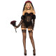 Эротический костюм черной невесты Leg Avenue Heartbreak Bride S, боди, рукава, вуаль, чокер