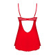 Пеньюар Obsessive Ingridia chemise & thong XS/S, красный, сорочка, стринги
