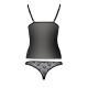 Комплект белья Passion MELISSA SET L/XL, black, лиф-сорочка со шнуровкой и трусики