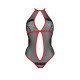 Сетчатое боди с кружевом на груди Passion SATARA BODY L/XL red