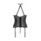 Корсет с пажами Passion SATARA CORSET XXL/XXXL black, стринги, кружево, застежки спереди и сзади