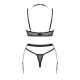 Комплект белья Obsessive Selinne 3-pcs set XS/S Black, бюстгальтер, стринги пояс для чулок