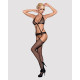Сетчатый бодистокинг с имитацией топа, пояса и чулок Obsessive Bodystocking N108 S/M/L, черный, комб
