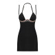 Сорочка Obsessive Selinne chemise & thong M/L Black, стринги, двойные бретели