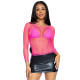 Сетчатый топ Leg Avenue Long Sleeves T-Shirts Neon Pink, One Size
