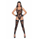 Боди Noir Handmade F242 Tulle body with patterned flock embroidery - XL