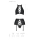 Комплект из эко-кожи с имитацией шнуровки Passion NANCY SET S/M black, топ, трусики, пояс для чулок