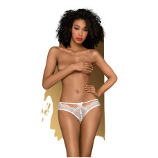 Трусики-бразилиана Penthouse Adore Me L/XL White, цветочное кружево, тонкие ремешки, бантики