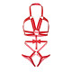 Портупея-тедди из ремней Leg Avenue Studded O-ring harness teddy S Red, экокожа