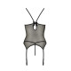 Корсет с пажами Passion MELANIA CORSET S/M, black, трусики, полупрозрачный