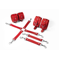 Набор для БДСМ 3 в 1 Feral Feelings BDSM Kit 3 Red, red, наручники, поножи, крестовина