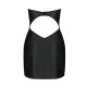 Мини-платье из экокожи Passion CELINE CHEMISE 4XL/5XL, black, шнуровка, трусики в комплекте