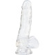 Прозорий фалоімітатор на присосці ADDICTION — Clear Dildo with Balls 7″, віброкуля в подарунок