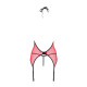 Корсет с пажами для чулок Passion PEONIA CORSET XXL/XXXL red стринги